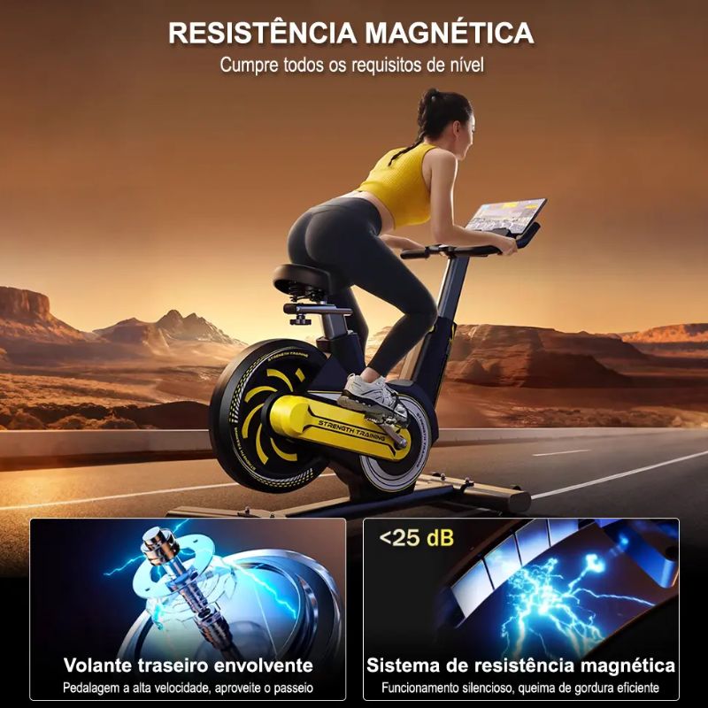 Bicicleta Ergométrica Spinning Magnética 8kg ZRSE Amarela - Imagem de detalhe 4