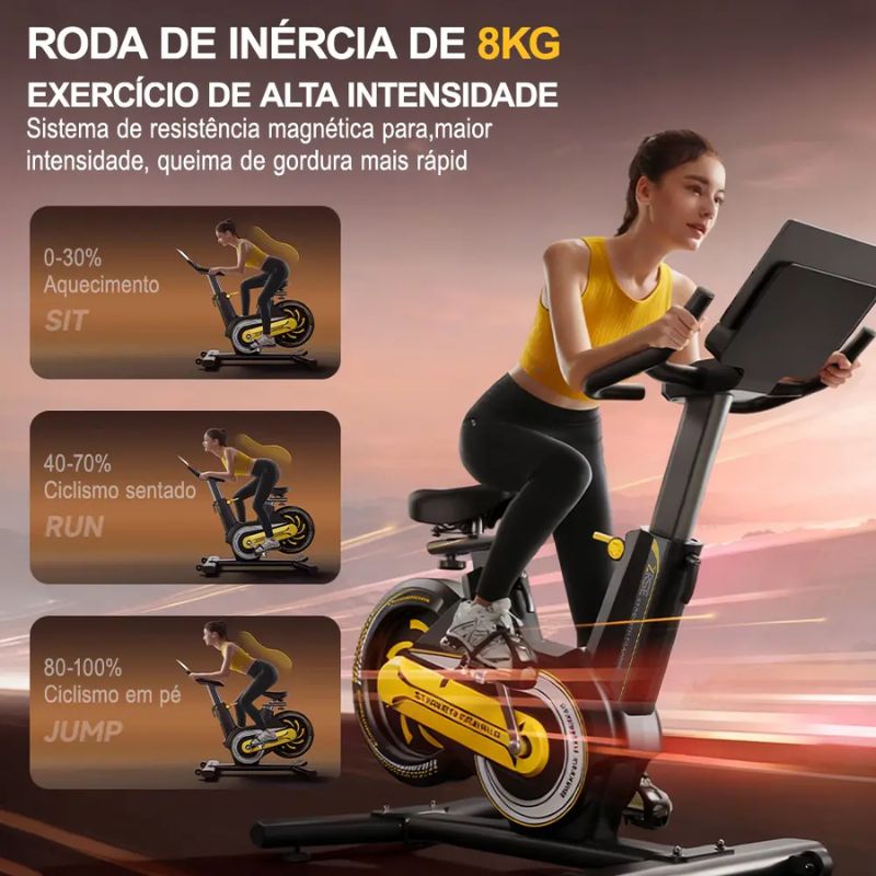 Bicicleta Ergométrica Spinning Magnética 8kg