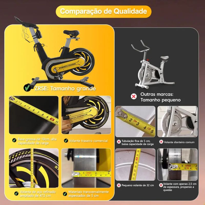 Bicicleta Ergométrica Spinning Magnética 8kg ZRSE Amarela - Imagem de detalhe 7