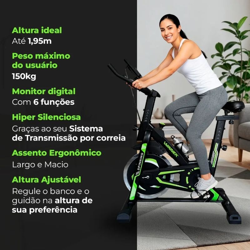 Bicicleta Spinning Winnek Mecânica 13kg Verde - Imagem de detalhe 3