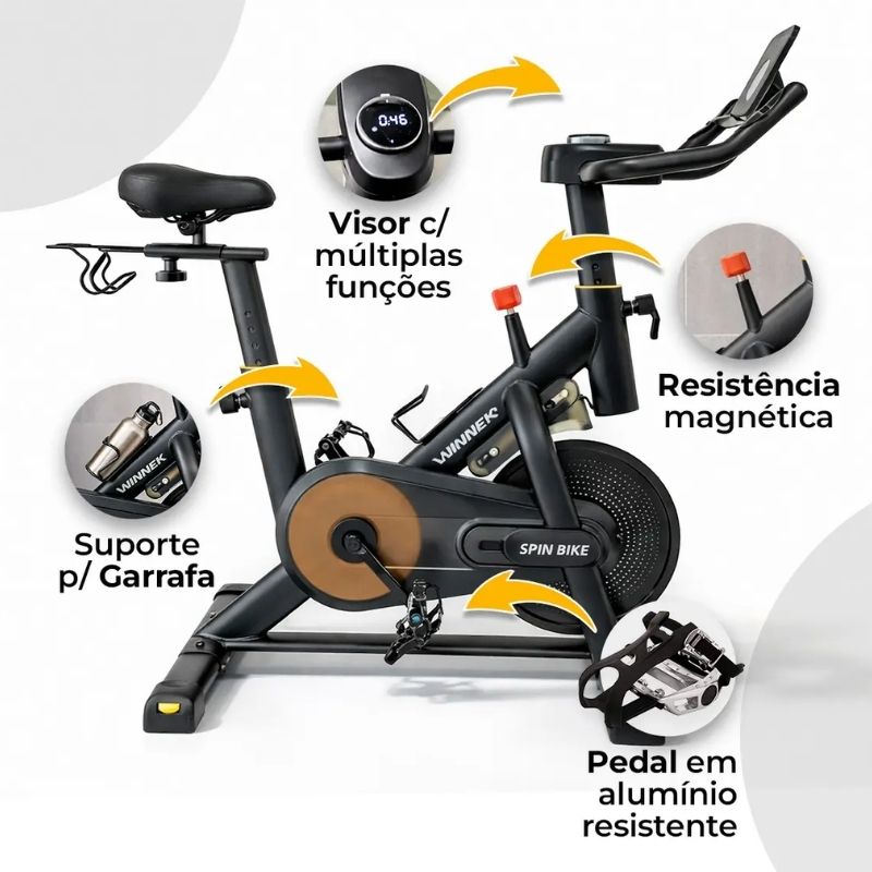 Bicicleta Spinning Winnek SYNC Magnética 13kg Bluetooth - Imagem de detalhe 1