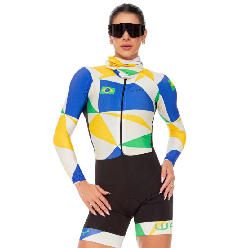 Macacão Ciclismo Feminino Brasil Copa Forro Gel Way