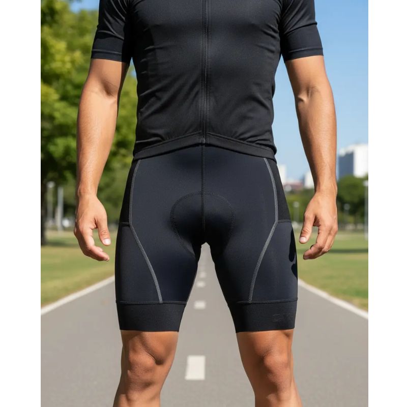 Bermuda ciclismo Cycle7 Race Gel 120D masculina preta vista frontal