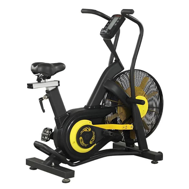Bicicleta Ergométrica Air Bike DOAF Profissional preta em fundo branco