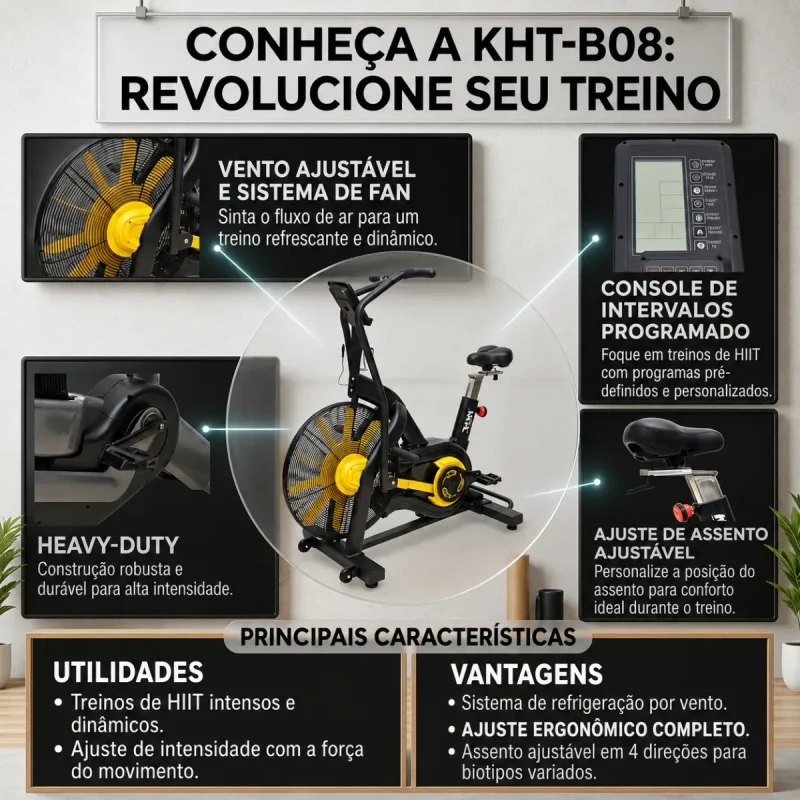 Bicicleta Ergometrica Air Bike Kht B08 Profissional