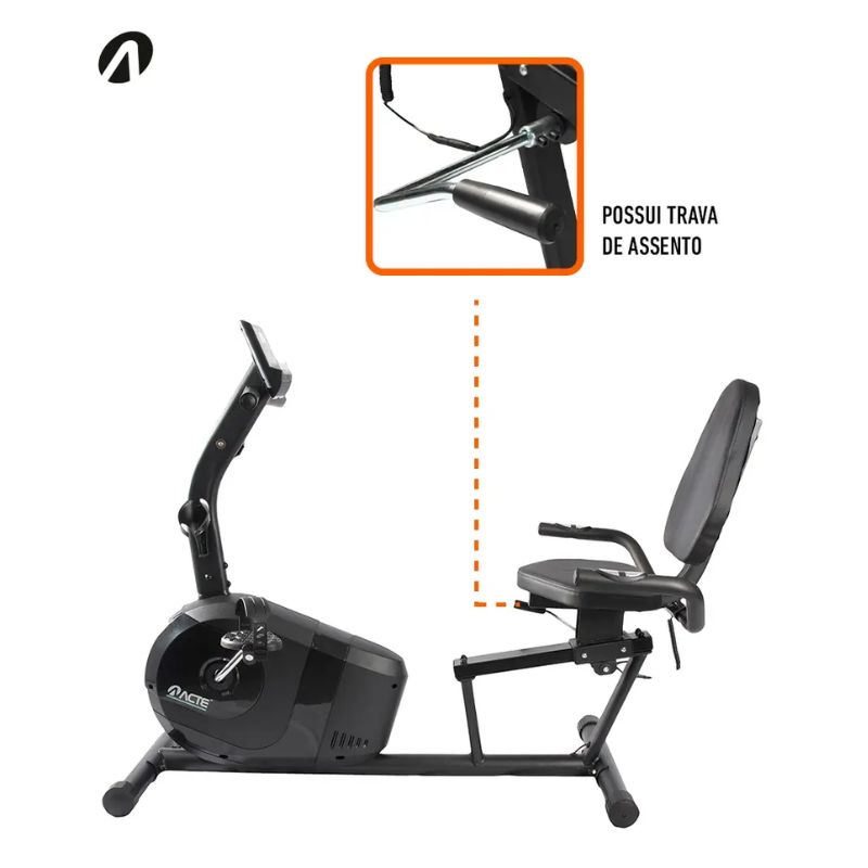 Bicicleta Ergométrica Horizontal Acte Sports E26 8 Níveis