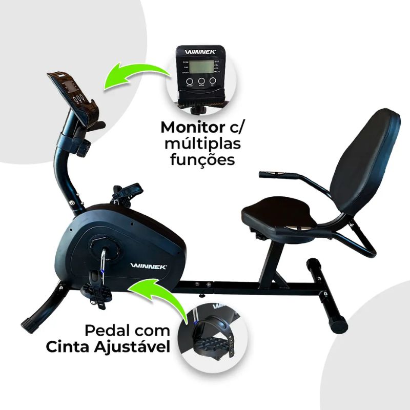 Bicicleta Ergométrica Horizontal Magnética Winnek 8 Níveis