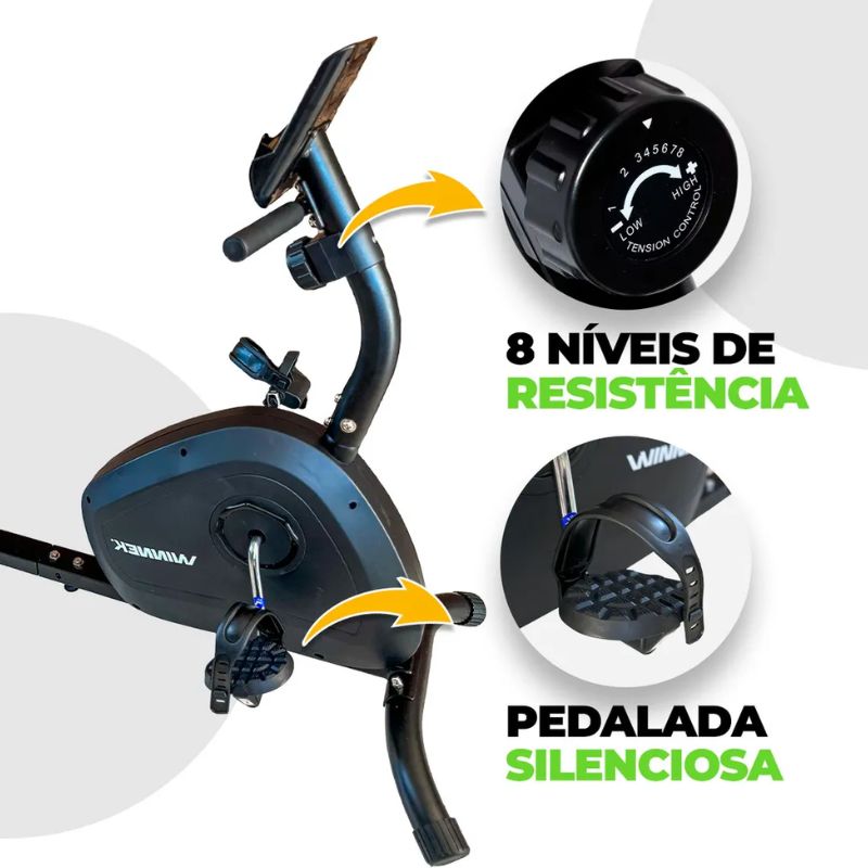 Pedal com cinta ajustável e seletor de 8 níveis de resistência magnética Winnek.