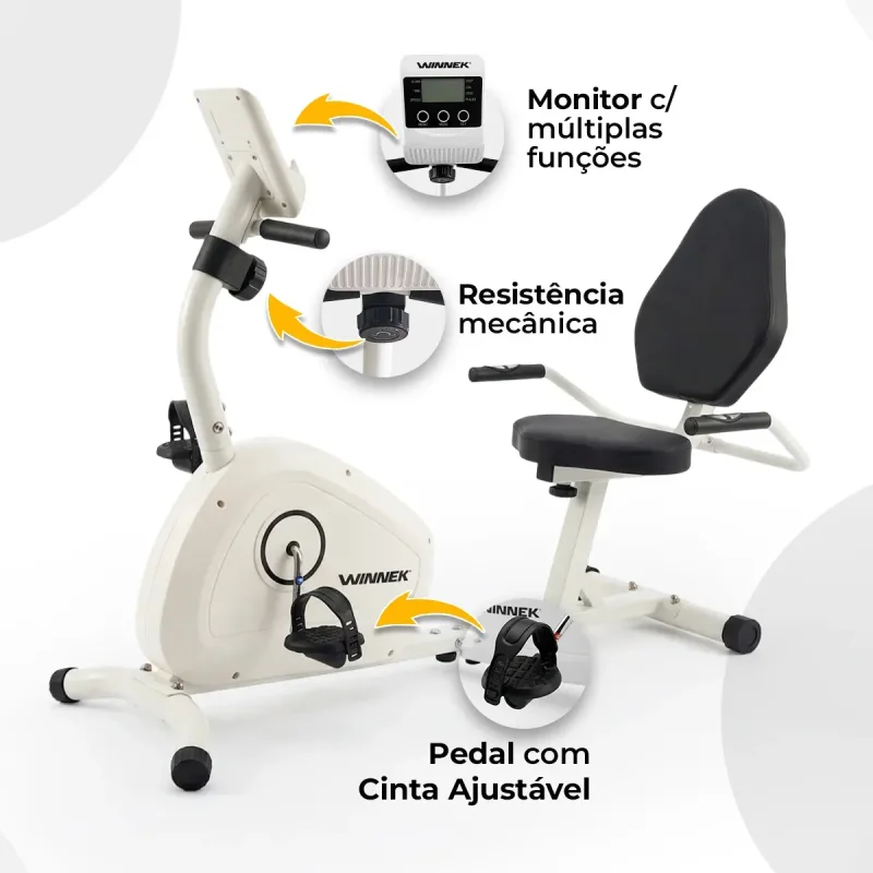 Bicicleta Ergometrica Horizontal Magnetica Winnek Branca