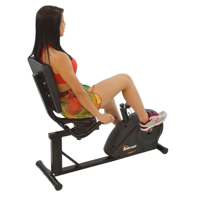 Bicicleta ergométrica horizontal Polimet BH-3800 em aço carbono preta