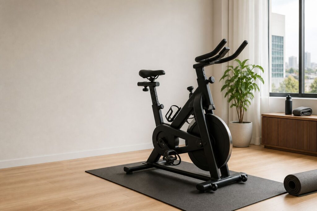 Bicicleta ergométrica magnética em um apartamento