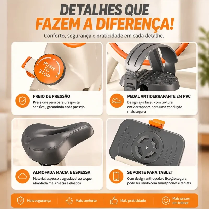 Bicicleta Ergometrica Magnetica Silenciosa 150kg Com Suporte Para Tablet