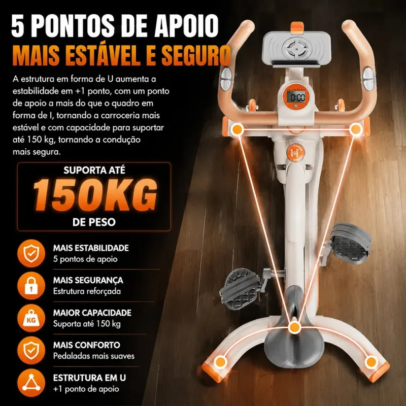 Bicicleta Ergometrica Magnetica Silenciosa 150kg Com Suporte Para Tablet