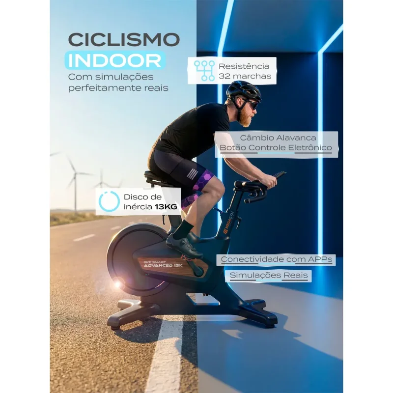 Bicicleta Ergometrica Megagym Smart Advanced 13k Bluetooth Preta
