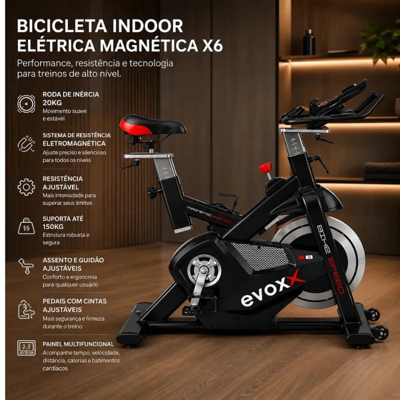Bicicleta Ergometrica Spinning Evox X6 Eletromagnetica 20kg - Imagem de detalhe 1