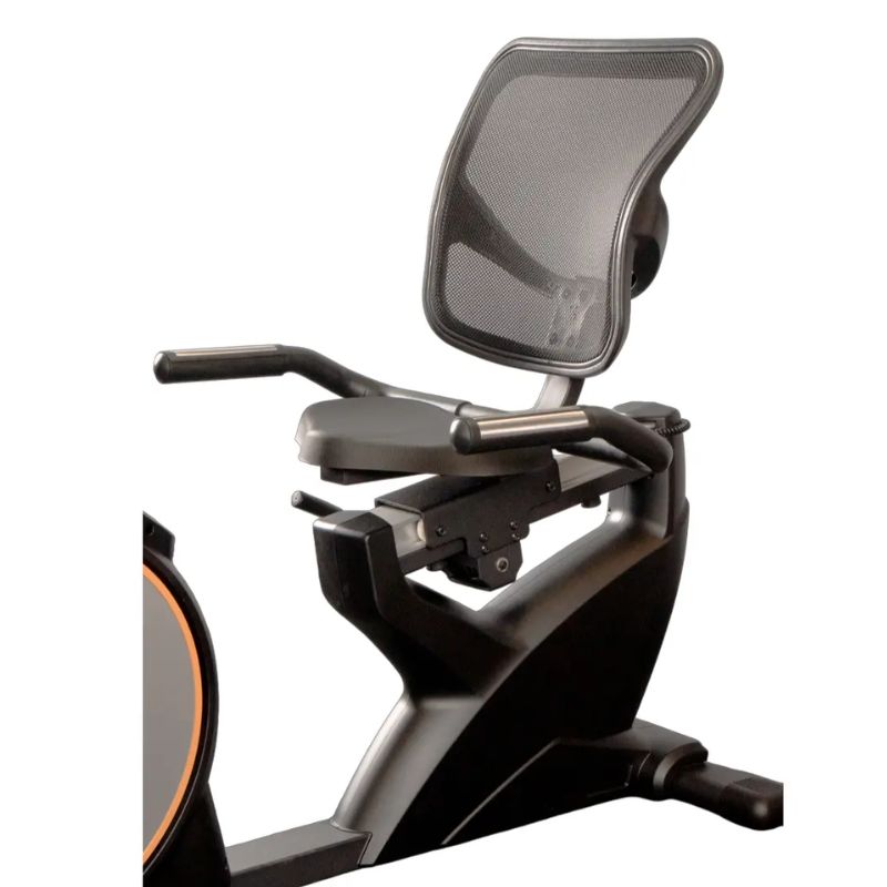 Bicicleta Horizontal Magnética Evolution Fitness RB-1002 na cor preta em ângulo lateral