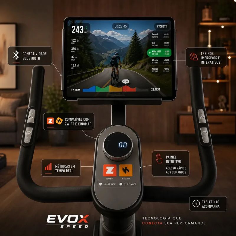 Bicicleta Spinning Magnética Evox Speed 15kg Preto - Imagem de detalhe 2
