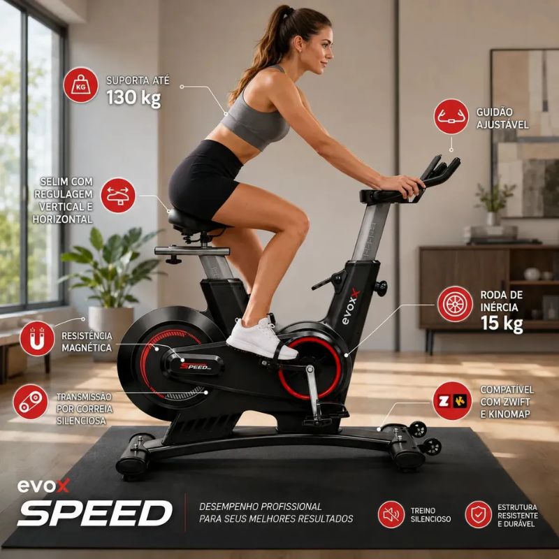 Bicicleta Spinning Magnética Evox Speed 15kg Preto - Imagem de detalhe 5