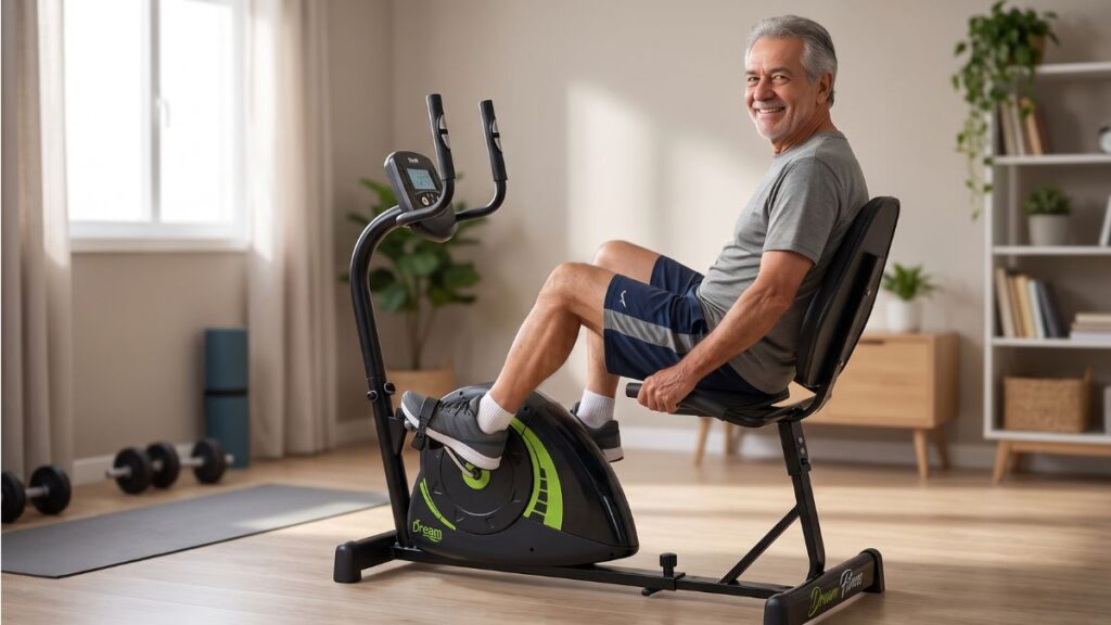 Bicicleta ergométrica horizontal magnética Dream Concept H em uso doméstico