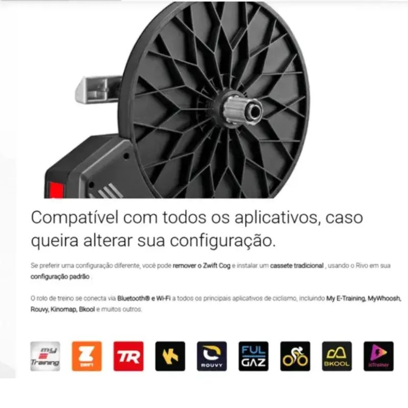 Rolo de treino inteligente Elite Rivo Smart Direct Drive com Zwift Cog