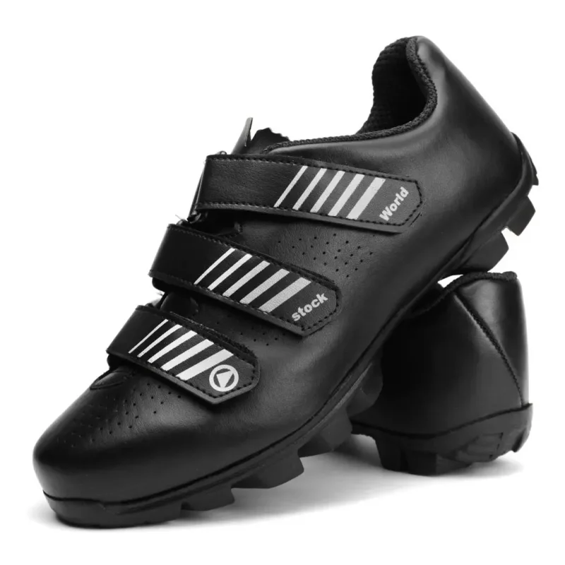Sistema de fixação com três tiras de velcro da sapatilha de ciclismo Worldstock