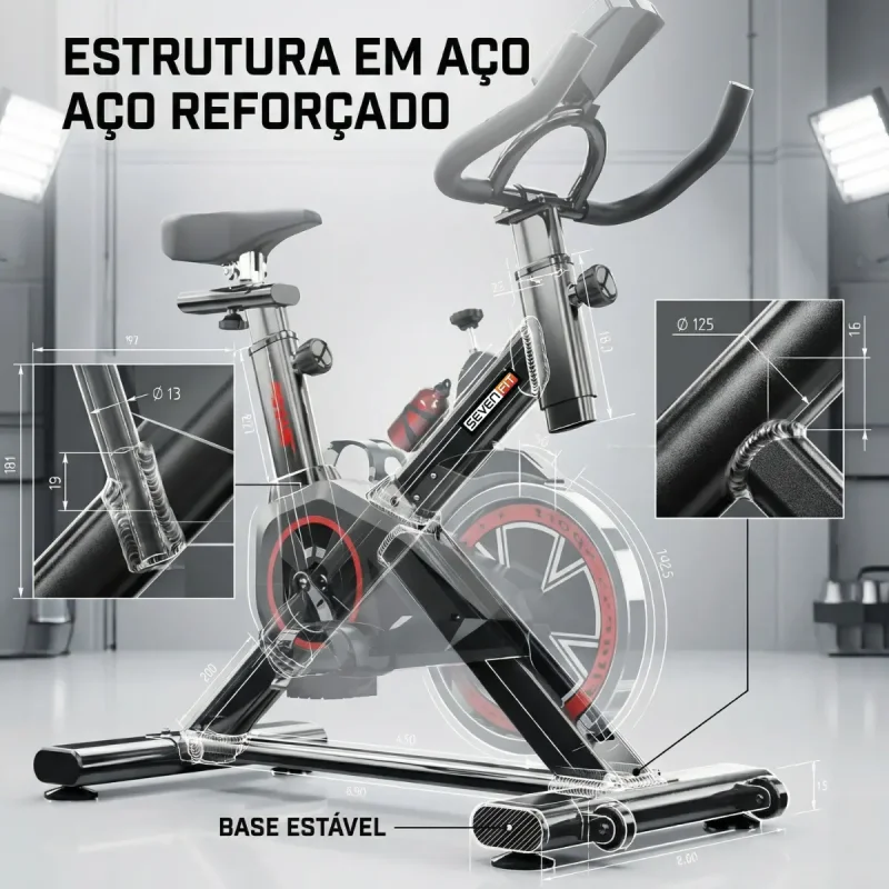 Bicicleta Ergometrica Spinning Sevenfit 6kg Preto E Vermelho