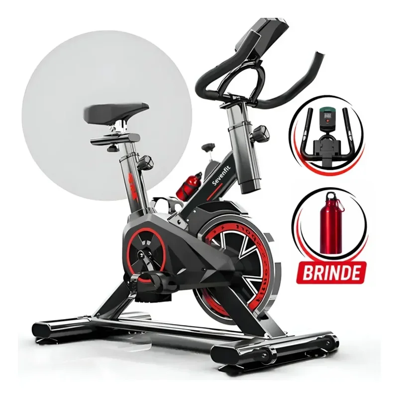 Bicicleta Ergométrica Spinning Sevenfit 6kg Preto e Vermelho