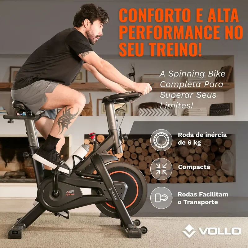 Bicicleta Ergometrica Spinning Vollo Sf1 Roda 6 Kg