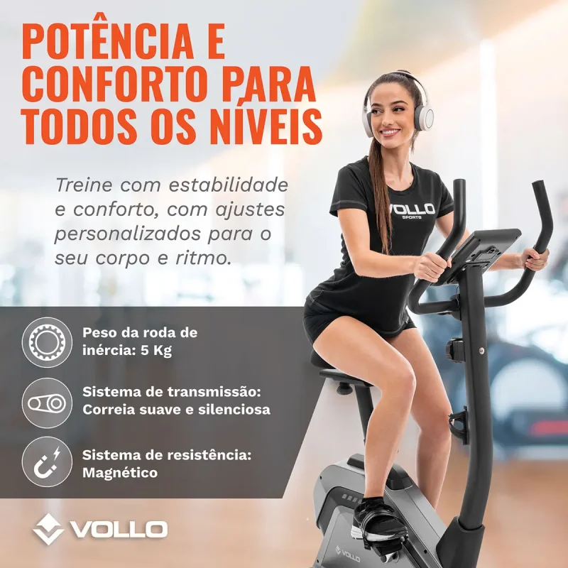Bicicleta Ergometrica Vertical Magnetica Vollo Vx1 5 Kg