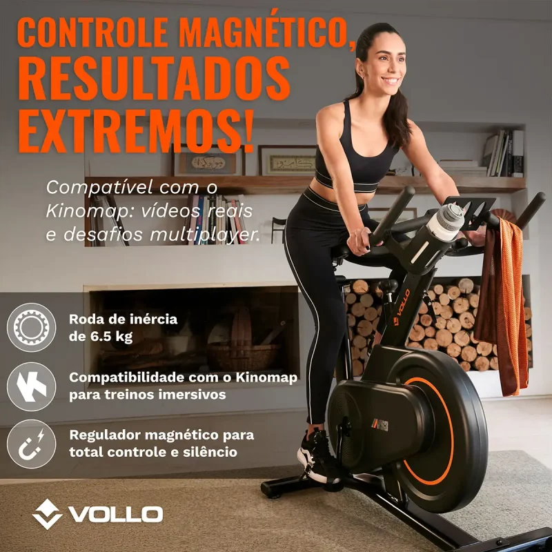 Bicicleta Spinning Magnetica Vollo Vs3 Com Bluetooth