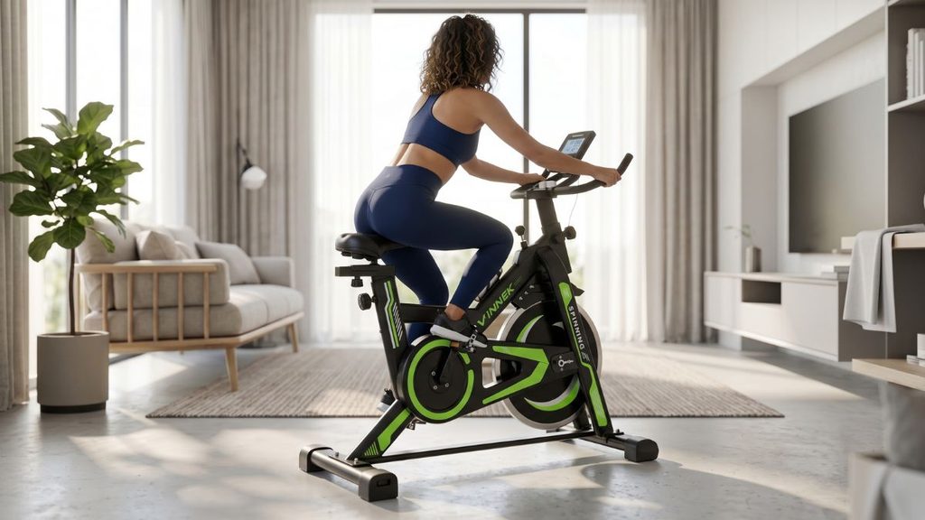 Pedalando na Bicicleta Spinning Winnek 13kg