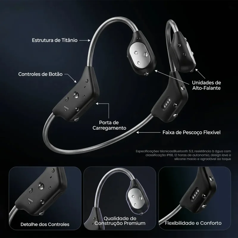 Fone De Conducao Ssea Daoyee Bluetooth 54 Esportivo