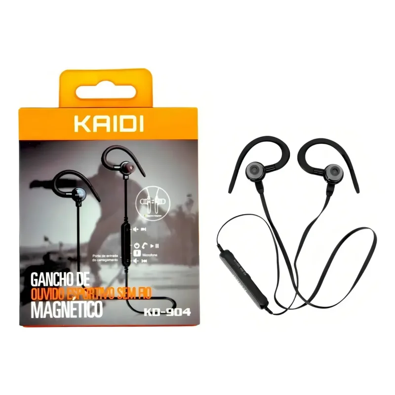 Fone De Ouvido Bluetooth Esportivo Kaidi Kd 904 In Ear Magnetico