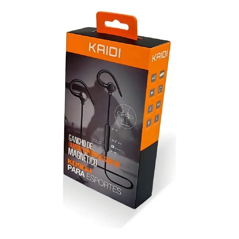 Fone De Ouvido Bluetooth Esportivo Kaidi Kd 904 In Ear Magnetico