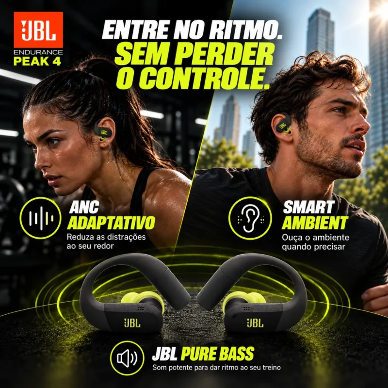 Fone De Ouvido Bluetooth Jbl Endurance Peak 4 Esportivo Anc