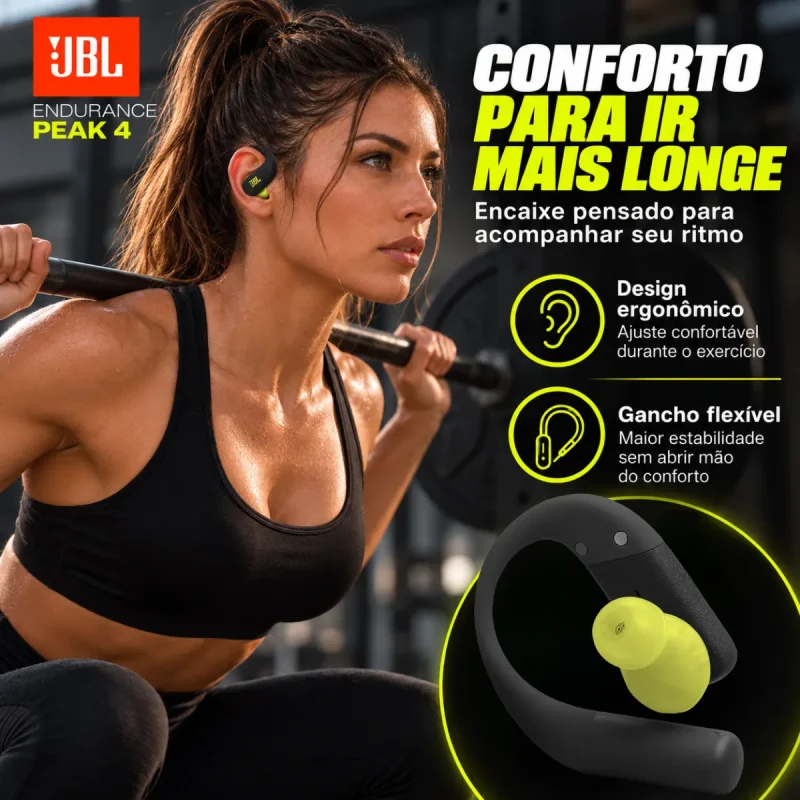Fone De Ouvido Bluetooth Jbl Endurance Peak 4 Esportivo Anc