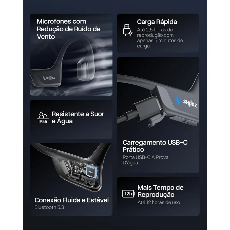 Fone De Ouvido Shokz Openrun Pro 2 S820 Conducao Ssea