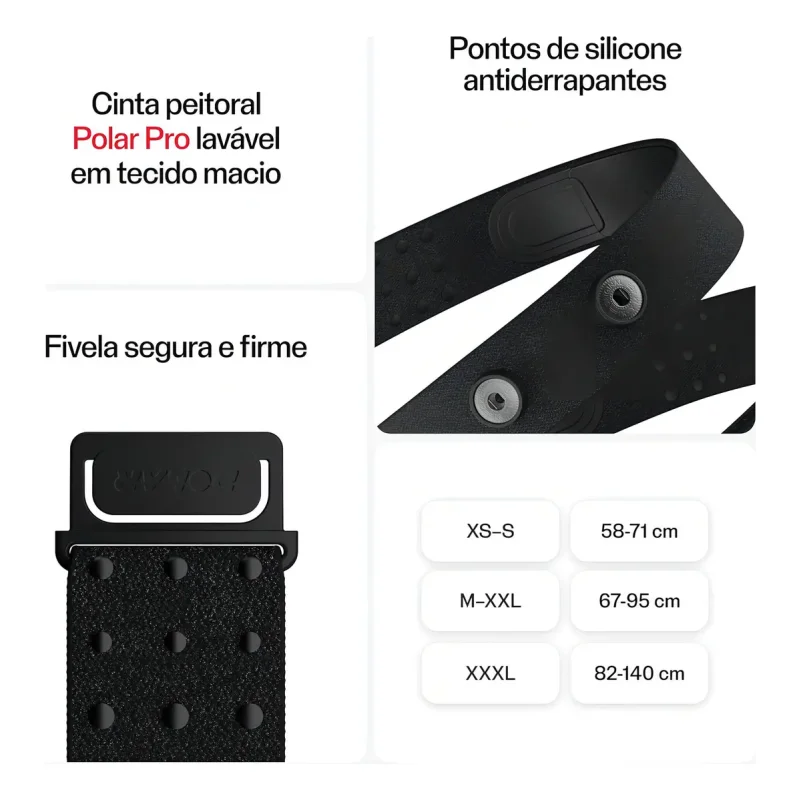 Sensor Cardiaco Polar H10 Preto Tamanho Ppp Bluetooth E Ant