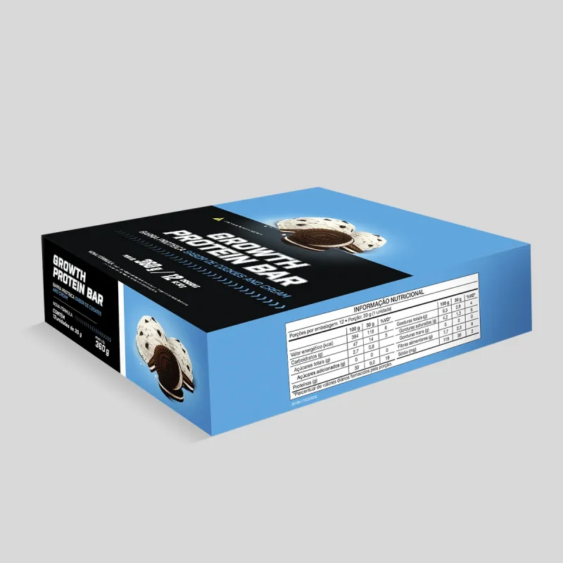 Barra De Proteina Growth Supplements Cookies Cream 12 Unidades