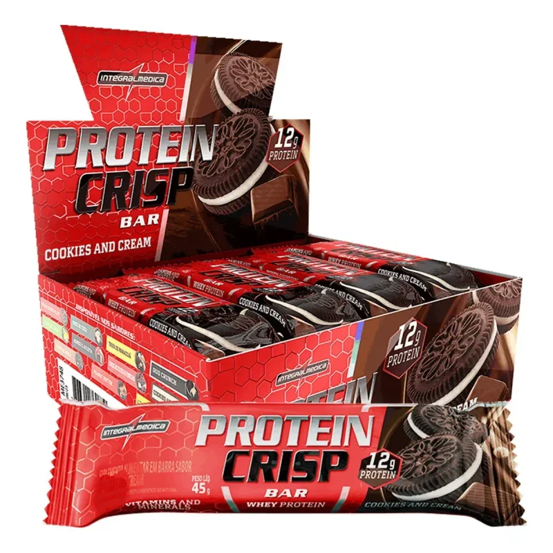 Barra de Proteína Whey Crisp Bar Cookies 12un Integralmedica