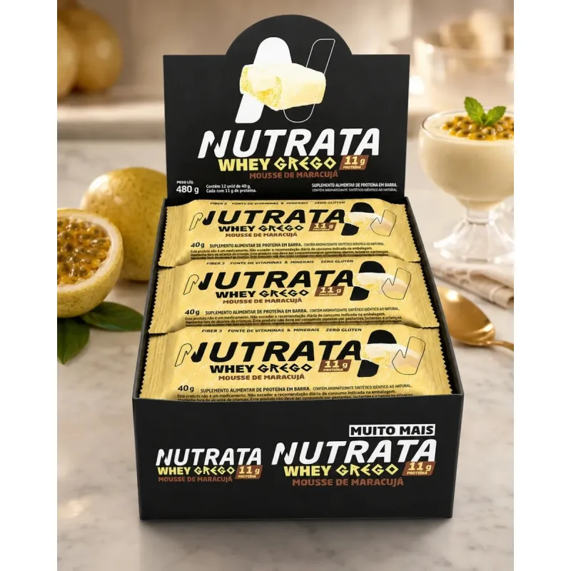Barra De Proteinas Nutrata Whey Grego Mousse De Maracuja 12 Un