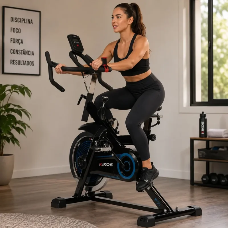 Bicicleta Spinning Kikos F7i Roda 14kg Suporta Ate 120kg