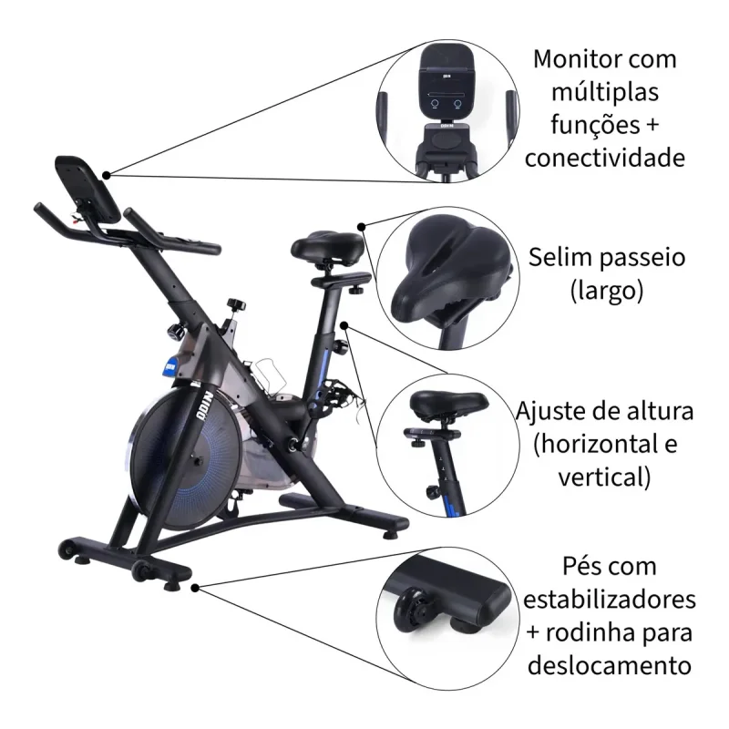 Bicicleta Spinning Magnetica Odin Fit Race Mag Com Bluetooth