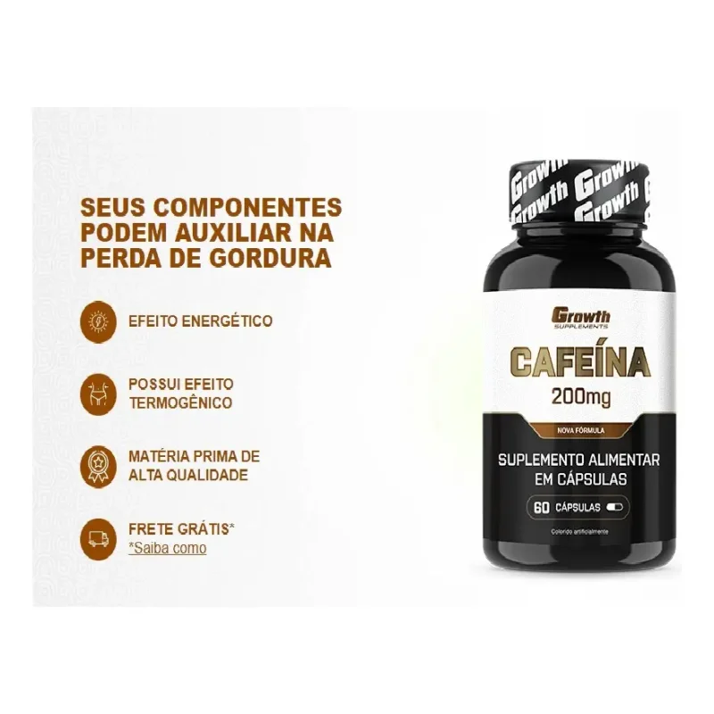 Cafeina 200mg Growth Supplements Termogenico 60 Capsulas