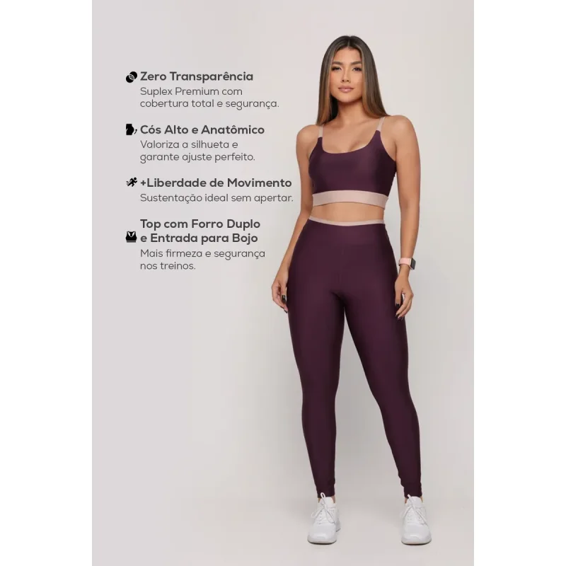 Conjunto Academia Calca Legging E Top Zero Transparencia