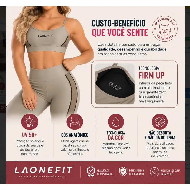 Conjunto Fitness Feminino Calca E Top Laonefit Forte