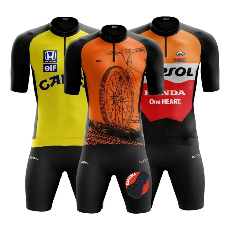 Conjunto Roupa de Ciclismo Camisa e Bermuda Almofadada