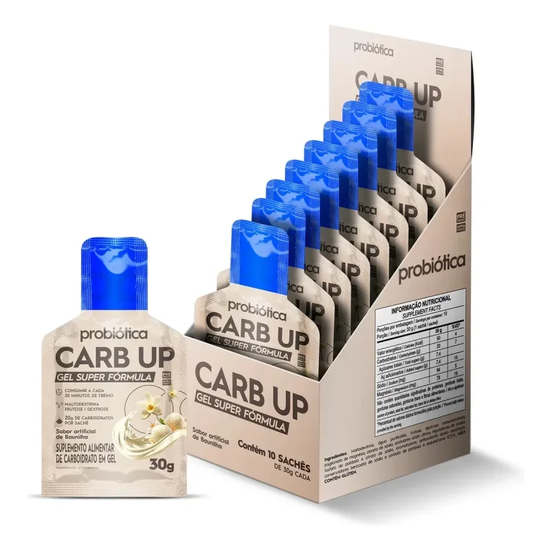Gel Carboidrato Probiótica Carb Up Baunilha 30g 10 Un