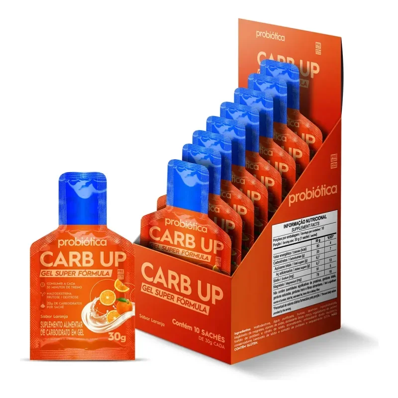 Gel Carboidrato Probiótica Carb Up Laranja 30g 10 Un