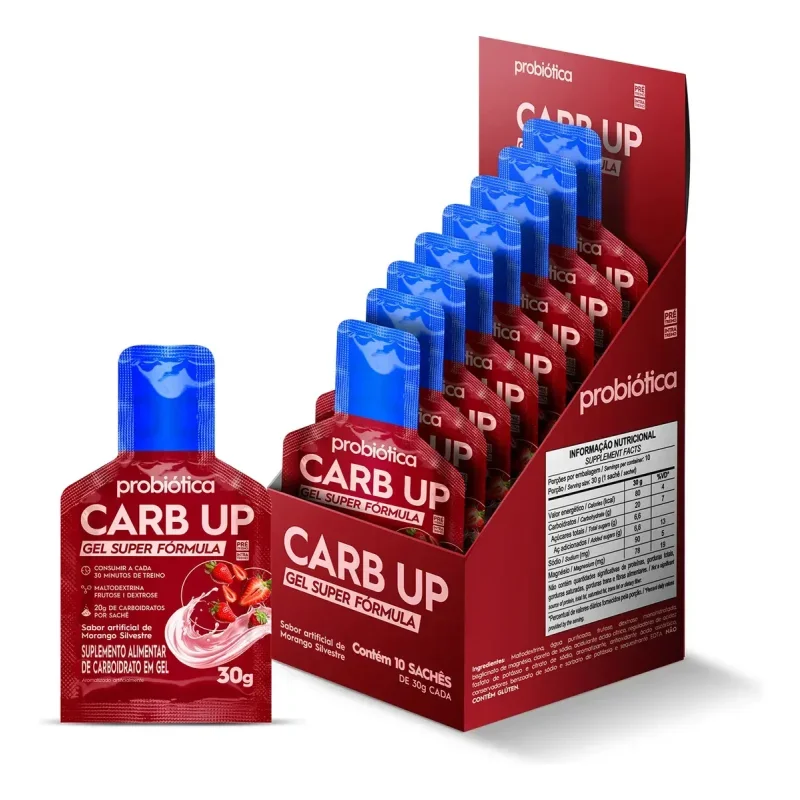 Gel Carboidrato Probiótica Carb Up Morango Silvestre 10 Un